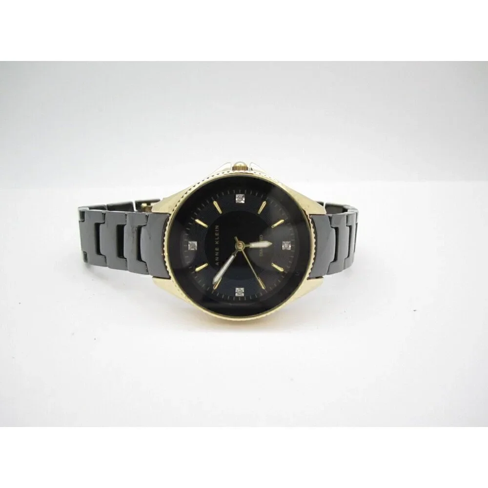Women Anne Klein Ceramic Diamond Quartz 32mm Analog Watch (G843) 